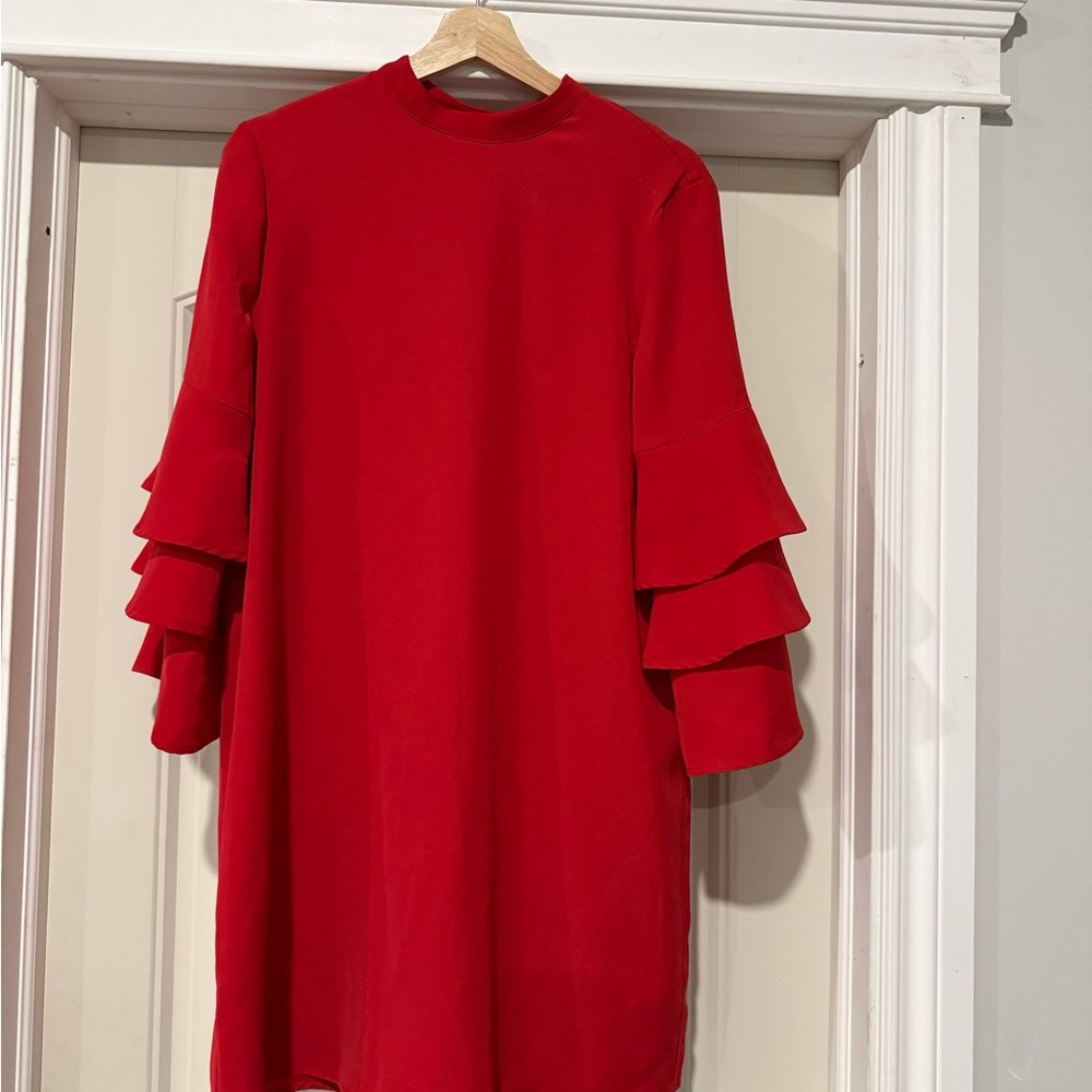 Chelsea Red Ruffle Sleeve Dress - Picture 3 of 13